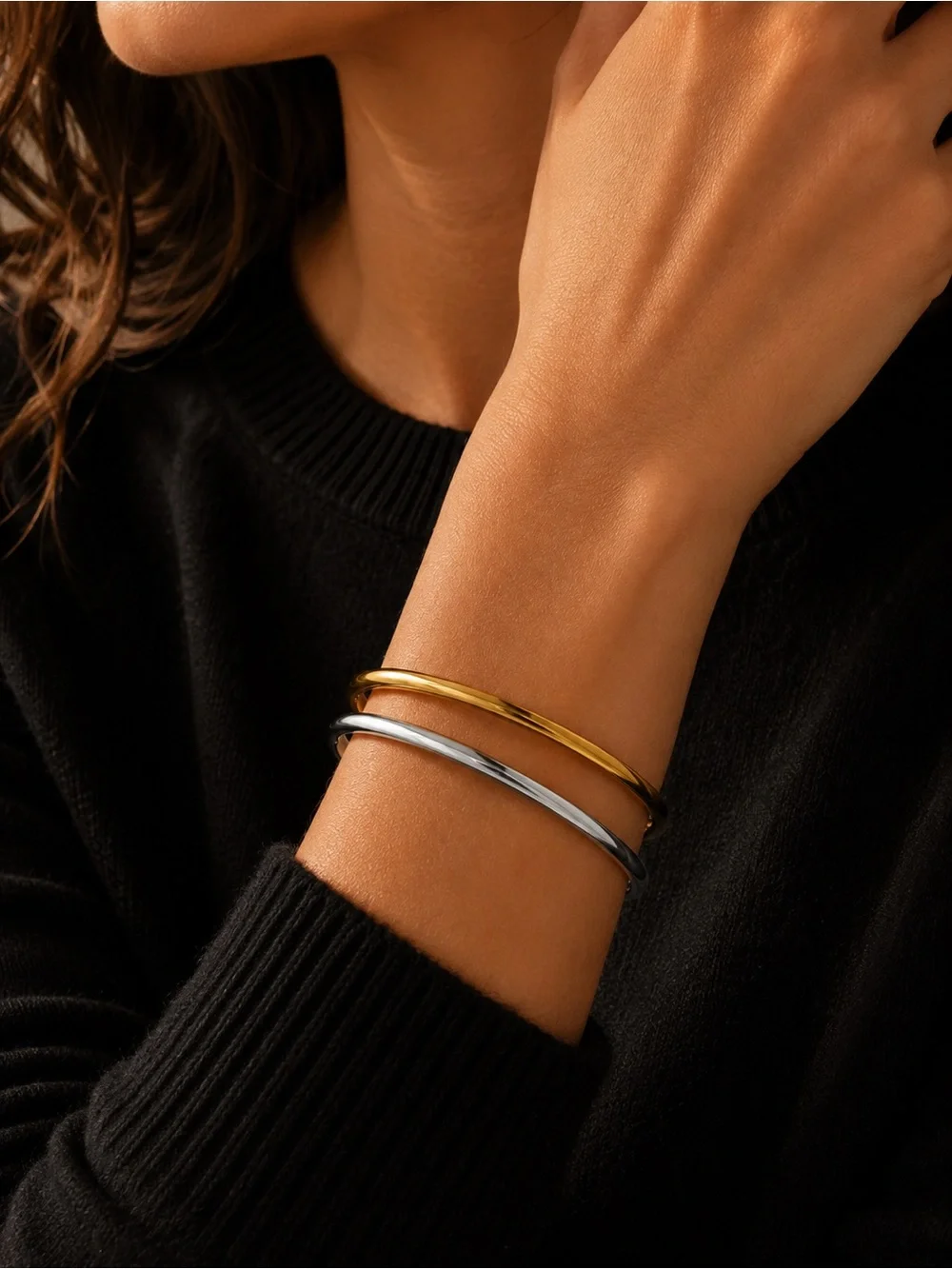 NWT | House of Harlow 1960 Two-Tone Stainless Steel Bangles Set